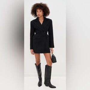 Black Double-Breasted Blazer Dress